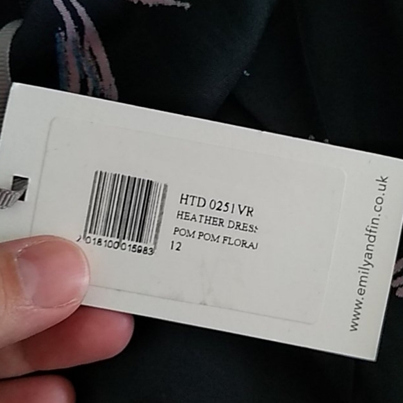 Emily& Fin Heather Retro Pom Pom Gloral A Line Semi Tailored Dress Size 8 - Picture 10 of 12